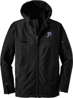 Men's Textured Soft Hooded Soft Shell Jacket, Black/Red